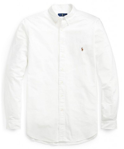 Men's Big & Tall Classic Fit Long-Sleeve Oxford Shirt White/Brown $54.00 Shirts