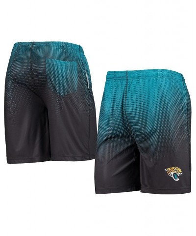 Men's Black and Teal Jacksonville Jaguars Pixel Gradient Training Shorts $18.48 Shorts