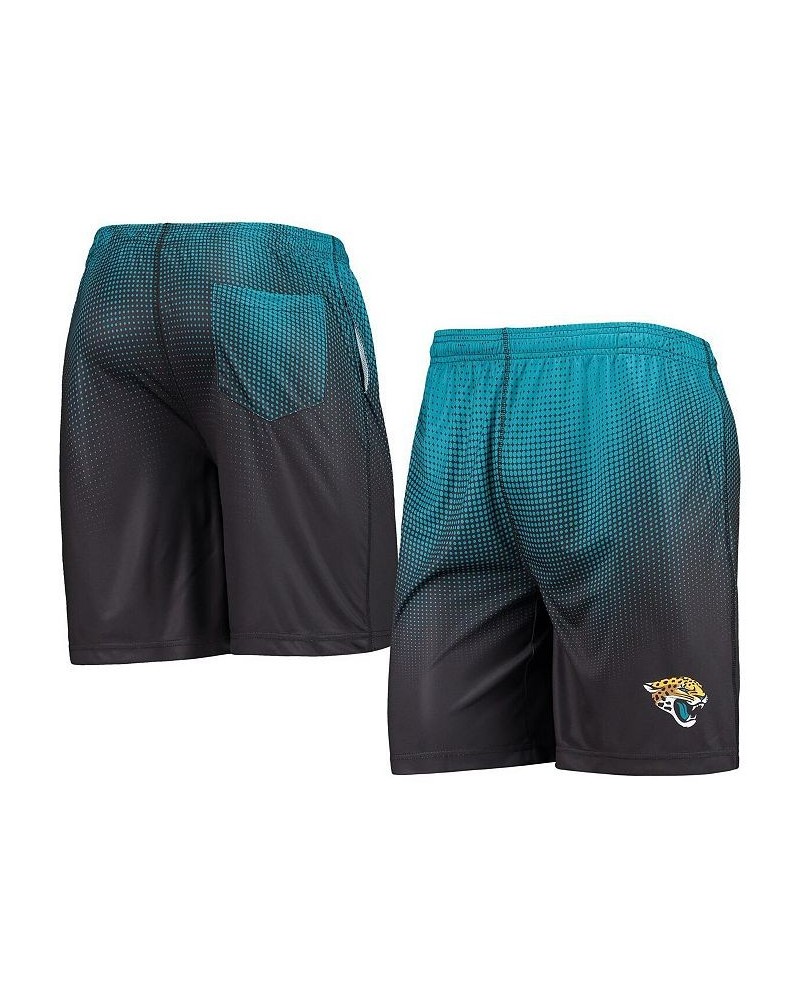 Men's Black and Teal Jacksonville Jaguars Pixel Gradient Training Shorts $18.48 Shorts