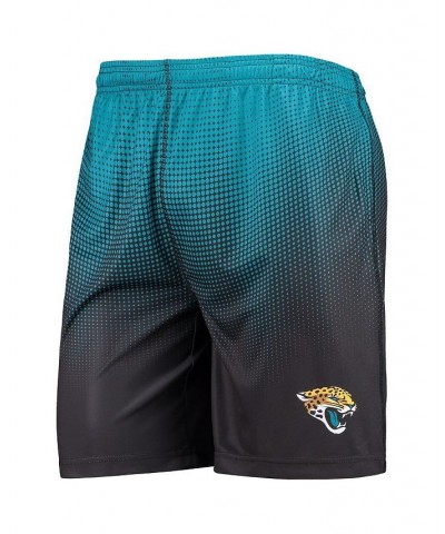 Men's Black and Teal Jacksonville Jaguars Pixel Gradient Training Shorts $18.48 Shorts