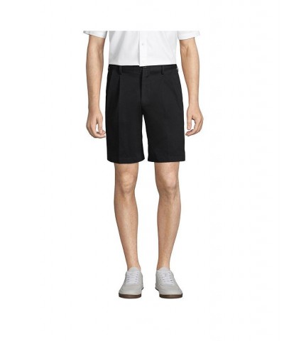 Men's Comfort Waist Pleated 9 Inch No Iron Chino Shorts Black $29.38 Shorts