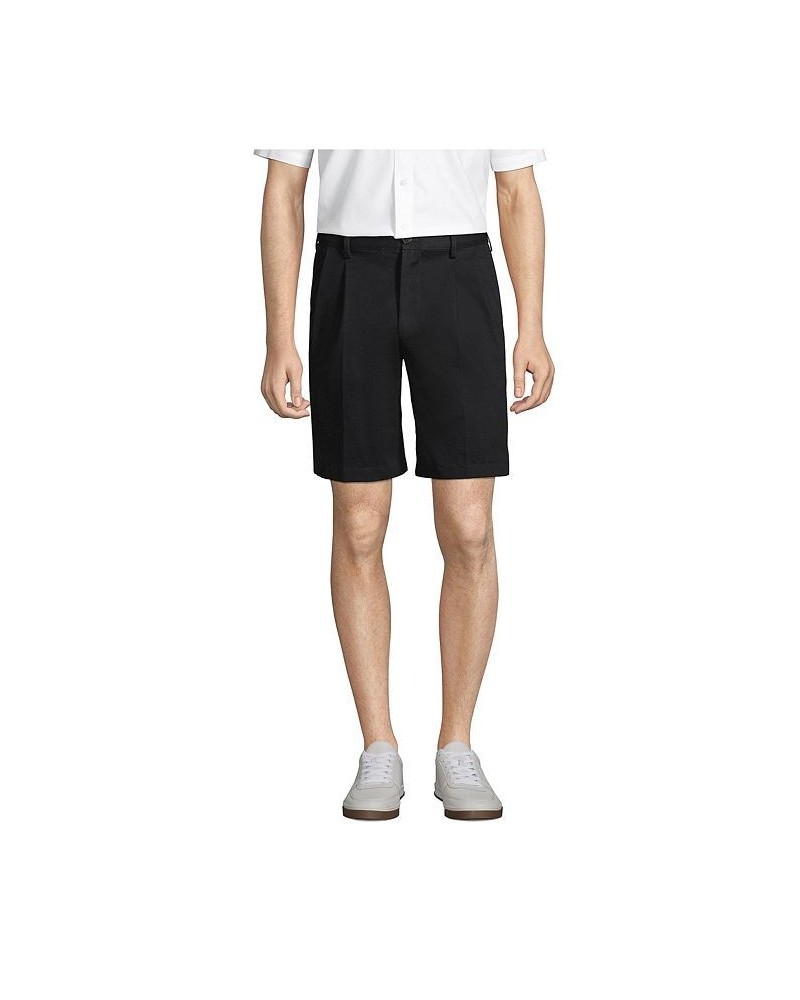 Men's Comfort Waist Pleated 9 Inch No Iron Chino Shorts Black $29.38 Shorts