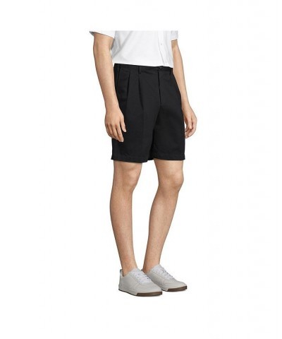 Men's Comfort Waist Pleated 9 Inch No Iron Chino Shorts Black $29.38 Shorts