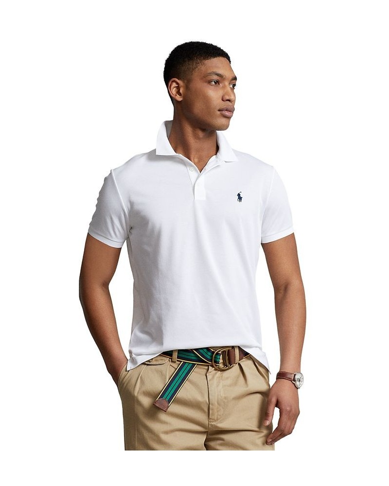 Men's Custom Slim Fit Birdseye Polo Shirt White $55.35 Polo Shirts