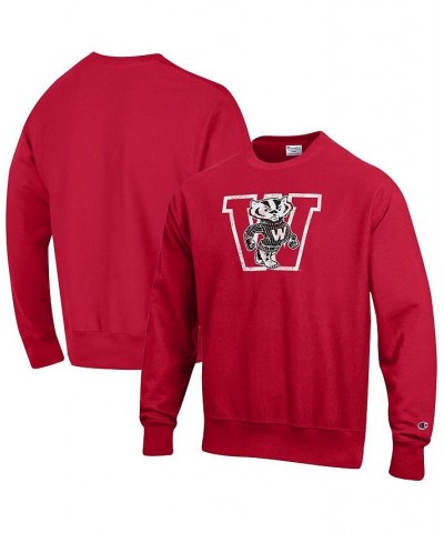 Men's Red Wisconsin Badgers Vault Logo Reverse Weave Pullover Sweatshirt $36.55 Sweatshirt