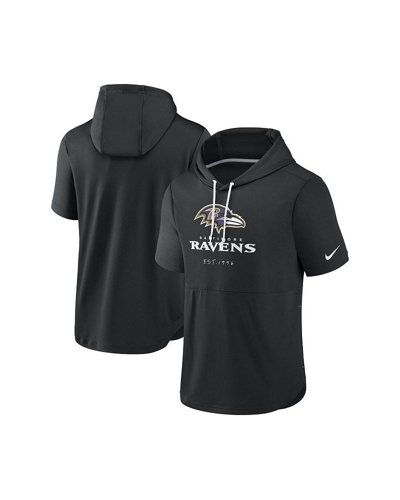 Men's Black Baltimore Ravens Short Sleeve Pullover Hoodie $35.69 Sweatshirt