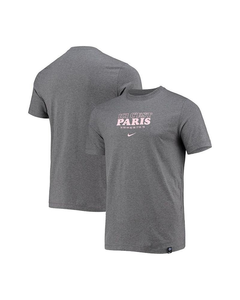 Men's Heathered Charcoal Paris Saint-Germain Logo Voice T-shirt $14.40 T-Shirts