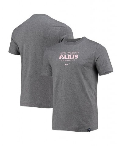 Men's Heathered Charcoal Paris Saint-Germain Logo Voice T-shirt $14.40 T-Shirts