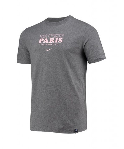 Men's Heathered Charcoal Paris Saint-Germain Logo Voice T-shirt $14.40 T-Shirts