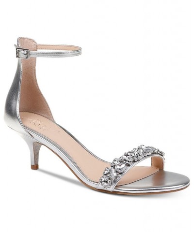 Women's Dash Kitten-Heel Evening Sandals Silver $46.87 Shoes