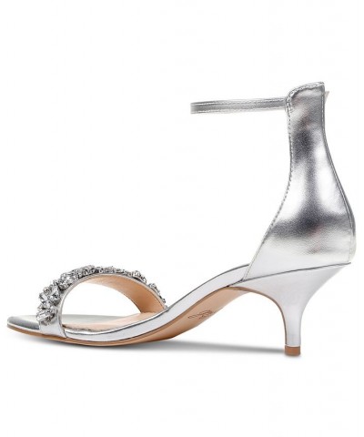 Women's Dash Kitten-Heel Evening Sandals Silver $46.87 Shoes