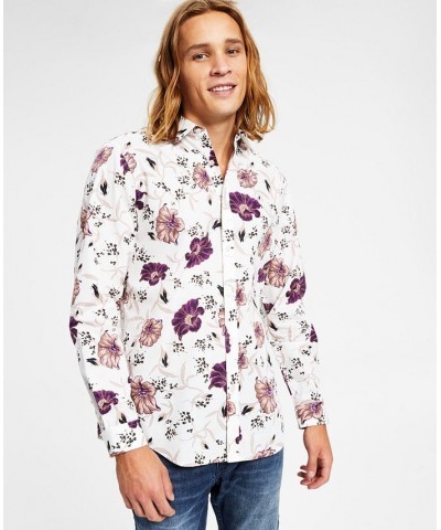 Men's Jesse Classic-Fit Long Sleeve Floral Print Shirt White $22.95 Shirts