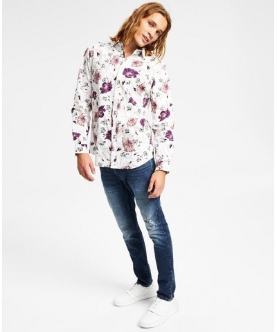 Men's Jesse Classic-Fit Long Sleeve Floral Print Shirt White $22.95 Shirts