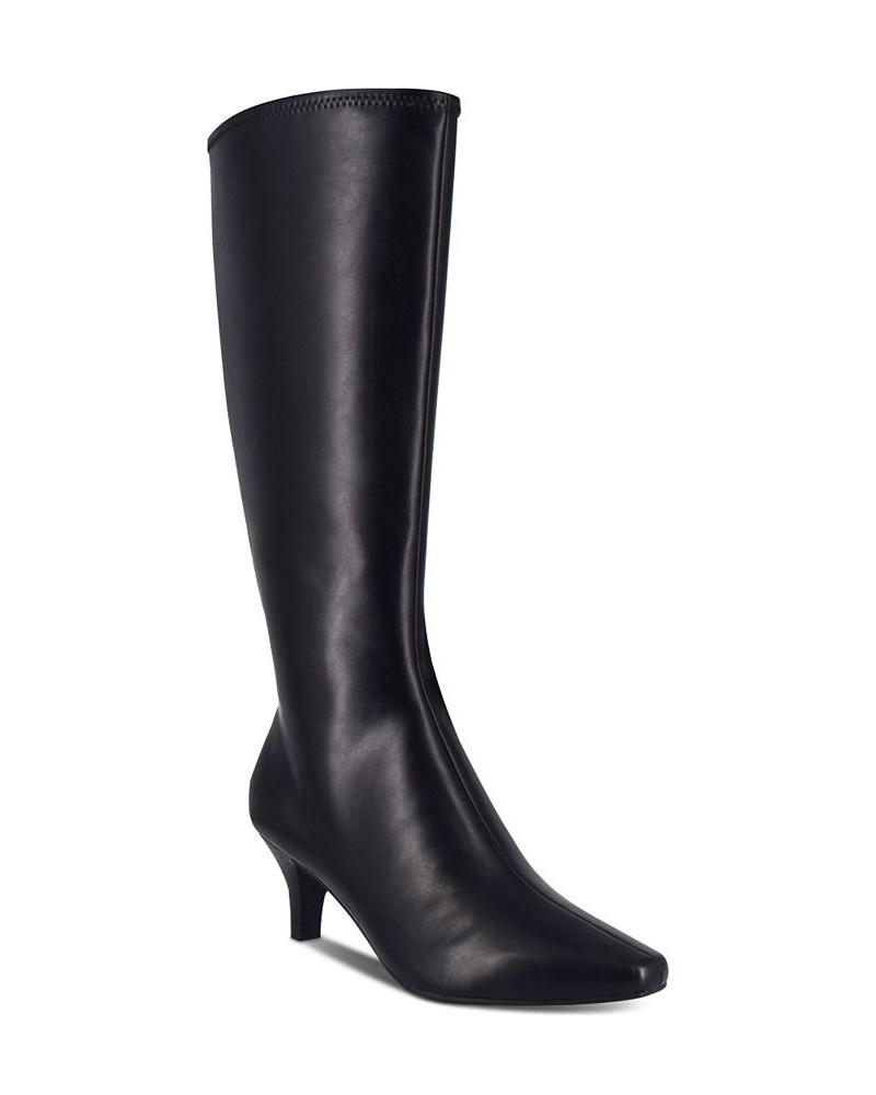 Women's Namora Wide-Calf Tall Heeled Boots Black Posh $50.40 Shoes