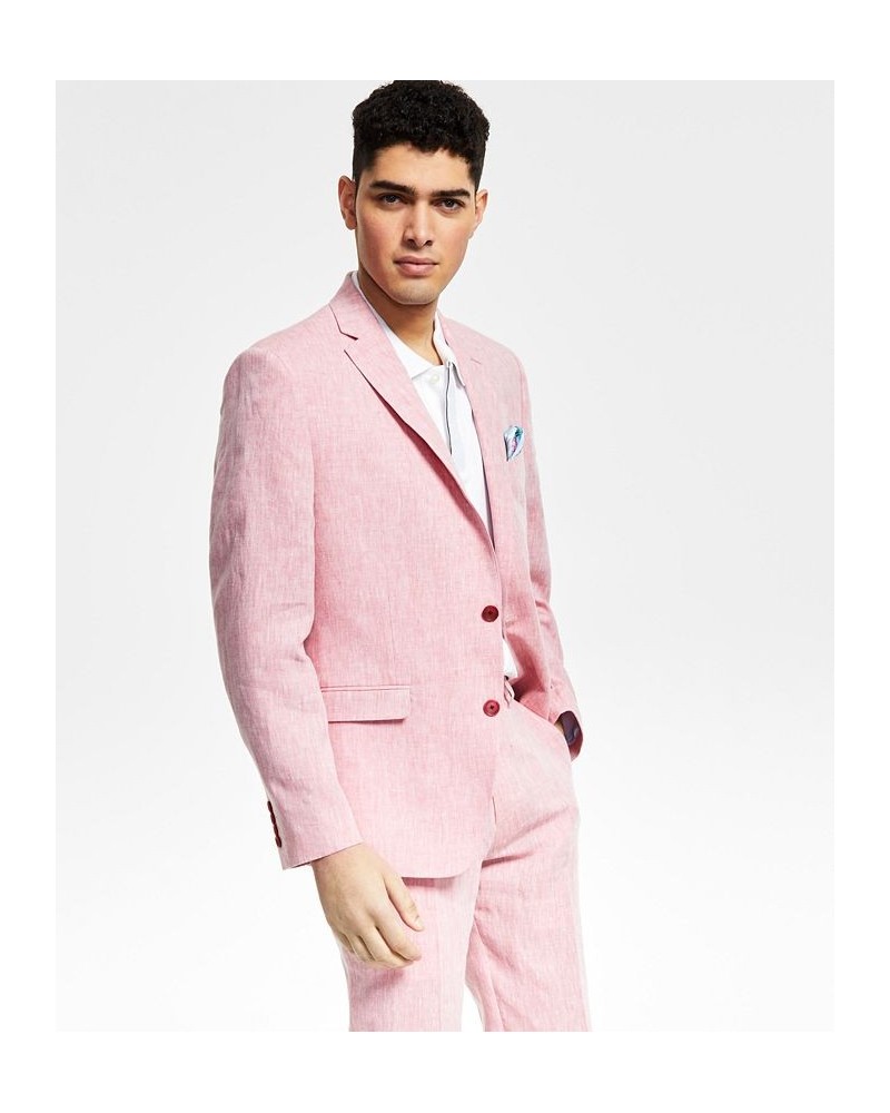 Men's Slim-Fit Linen Suit Jackets Pink $62.10 Suits