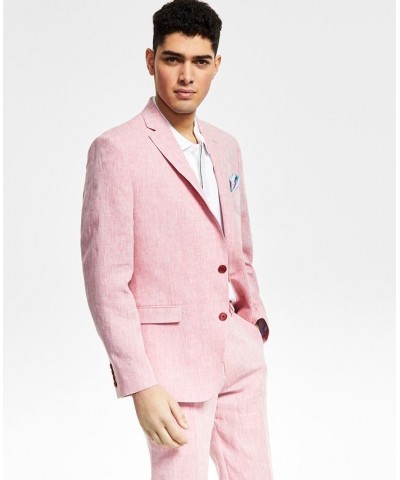 Men's Slim-Fit Linen Suit Jackets Pink $62.10 Suits