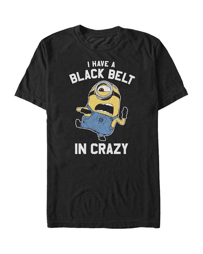 Minions Men's Black Belt In Crazy Short Sleeve T-Shirt Black $18.54 T-Shirts