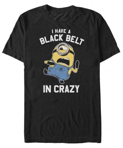 Minions Men's Black Belt In Crazy Short Sleeve T-Shirt Black $18.54 T-Shirts