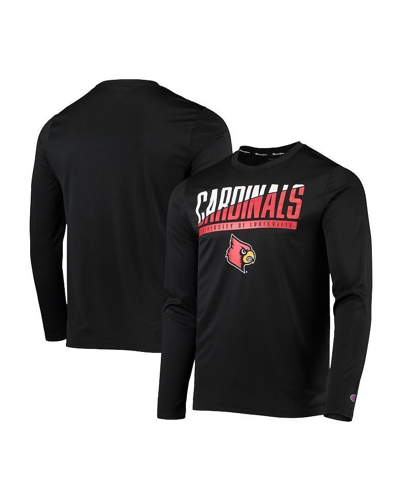 Men's Black Louisville Cardinals Wordmark Slash Long Sleeve T-shirt $20.70 T-Shirts