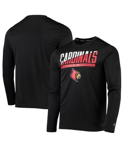 Men's Black Louisville Cardinals Wordmark Slash Long Sleeve T-shirt $20.70 T-Shirts