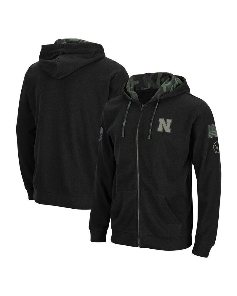 Men's Black Nebraska Huskers OHT Military-Inspired Appreciation Waffle Full-Zip Hoodie $24.20 Sweatshirt