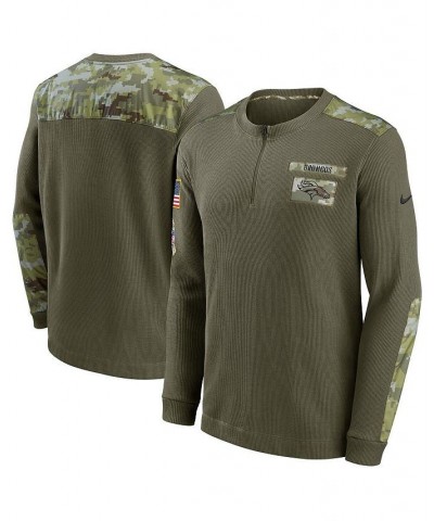 Men's Olive Denver Broncos 2021 Salute To Service Henley Long Sleeve Thermal Top $33.11 T-Shirts