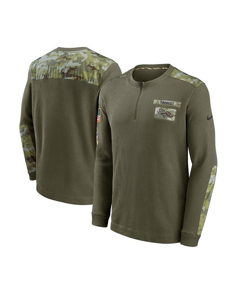 Men's Olive Denver Broncos 2021 Salute To Service Henley Long Sleeve Thermal Top $33.11 T-Shirts