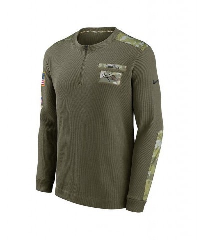 Men's Olive Denver Broncos 2021 Salute To Service Henley Long Sleeve Thermal Top $33.11 T-Shirts