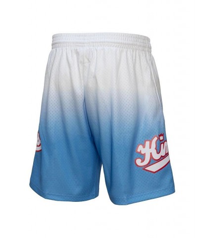 Men's White and Light Blue Sacramento Kings 1985/86 Hardwood Classics Fadeaway Reload 3.0 Swingman Shorts $31.50 Shorts