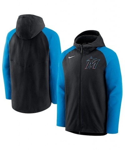 Men's Black, Blue Miami Marlins Authentic Collection Performance Raglan Full-Zip Hoodie $40.50 Sweatshirt