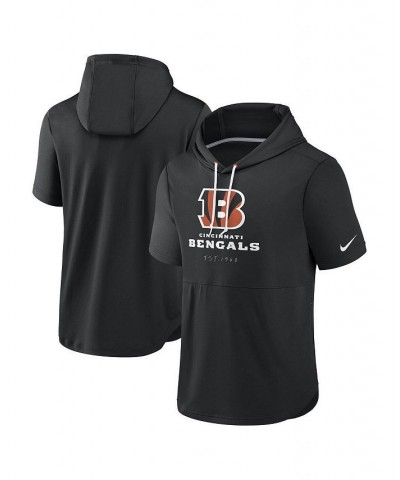 Men's Black Cincinnati Bengals Short Sleeve Pullover Hoodie $37.09 Sweatshirt