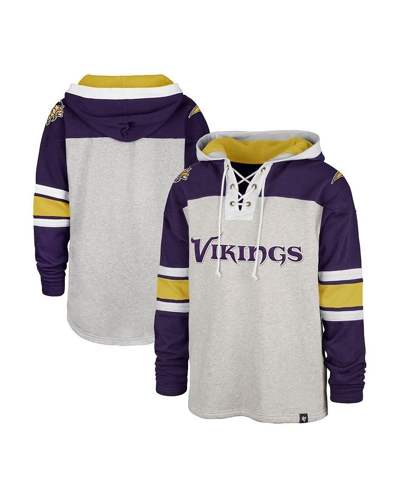 Men's '47 Gray Minnesota Vikings Gridiron Lace-Up Pullover Hoodie $61.60 Sweatshirt