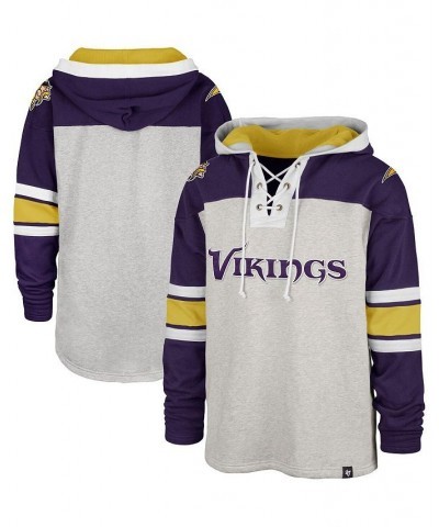 Men's '47 Gray Minnesota Vikings Gridiron Lace-Up Pullover Hoodie $61.60 Sweatshirt