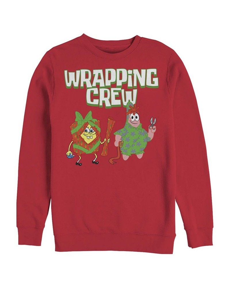 Men's SpongeBob SquarePants Wrapping Crew Sweatshirt Red $29.12 Sweatshirt