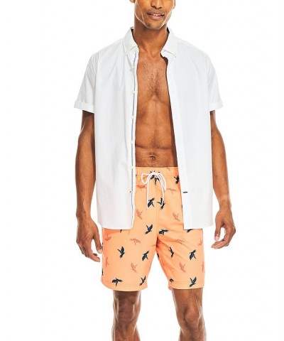 Men's 8" Parrot-Print Elastic-Waist Swim Trunk Orange $23.85 Swimsuits