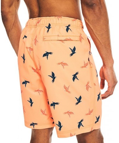 Men's 8" Parrot-Print Elastic-Waist Swim Trunk Orange $23.85 Swimsuits