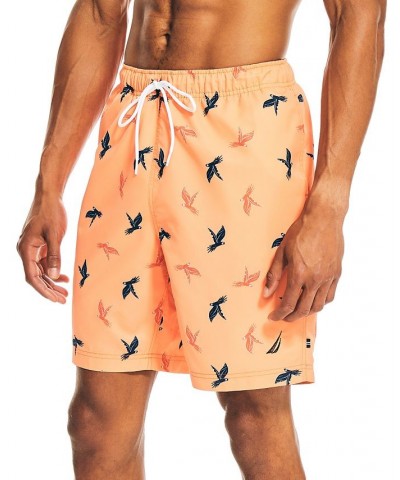 Men's 8" Parrot-Print Elastic-Waist Swim Trunk Orange $23.85 Swimsuits