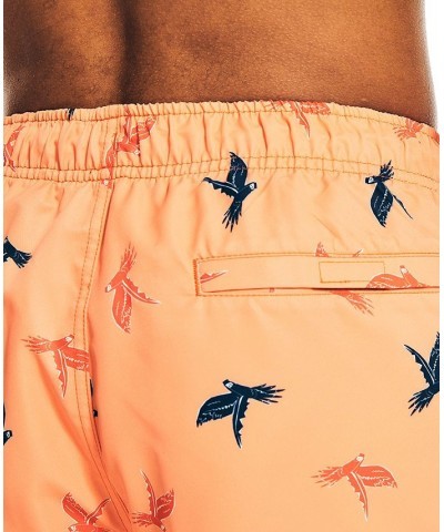 Men's 8" Parrot-Print Elastic-Waist Swim Trunk Orange $23.85 Swimsuits