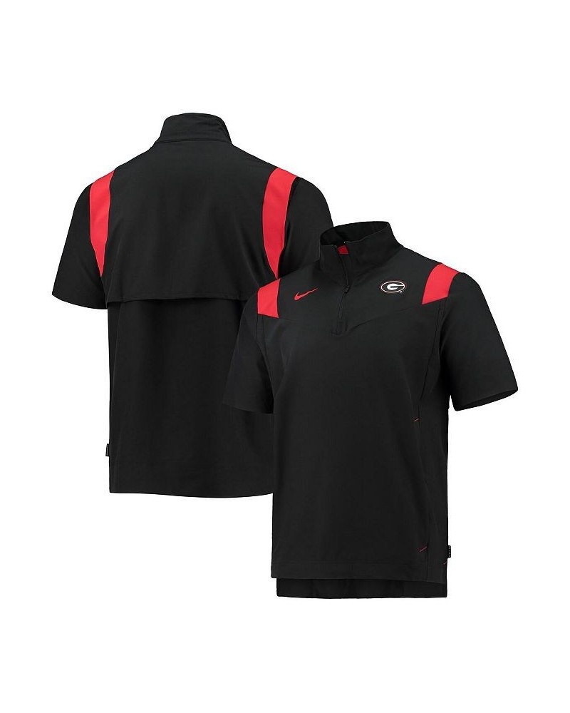 Men's Black Georgia Bulldogs 2021 Coaches Short Sleeve Quarter-Zip Jacket $43.99 Jackets