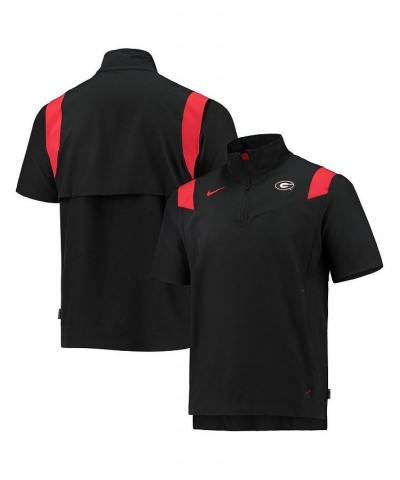 Men's Black Georgia Bulldogs 2021 Coaches Short Sleeve Quarter-Zip Jacket $43.99 Jackets