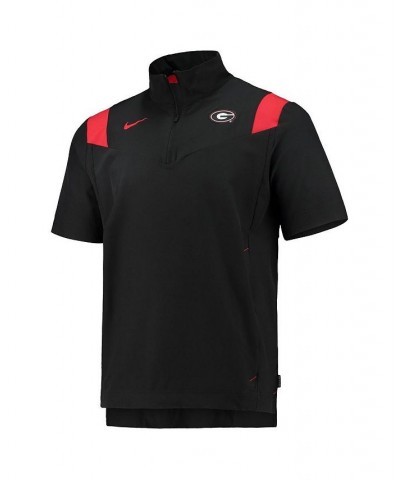 Men's Black Georgia Bulldogs 2021 Coaches Short Sleeve Quarter-Zip Jacket $43.99 Jackets