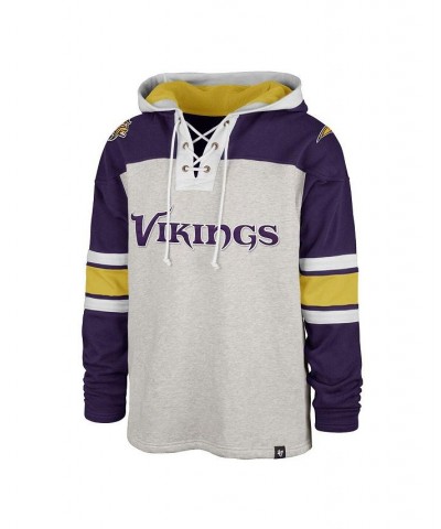 Men's '47 Gray Minnesota Vikings Gridiron Lace-Up Pullover Hoodie $61.60 Sweatshirt