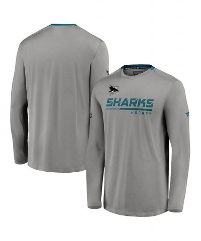 Men's Branded Gray, Teal San Jose Sharks Special Edition Locker Room Long Sleeve T-shirt $22.55 T-Shirts