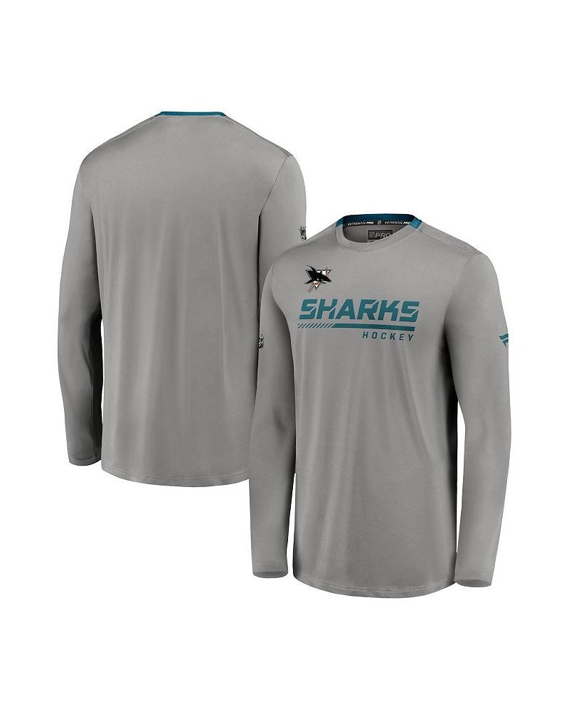 Men's Branded Gray, Teal San Jose Sharks Special Edition Locker Room Long Sleeve T-shirt $22.55 T-Shirts