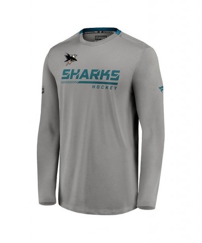 Men's Branded Gray, Teal San Jose Sharks Special Edition Locker Room Long Sleeve T-shirt $22.55 T-Shirts