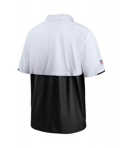 Men's White and Black Pittsburgh Steelers Sideline Coaches Half-Zip Short Sleeve Jacket $41.59 Jackets