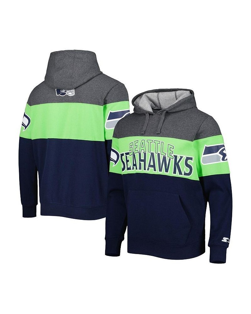 Men's Heather Charcoal, College Navy Seattle Seahawks Extreme Pullover Hoodie $44.16 Sweatshirt