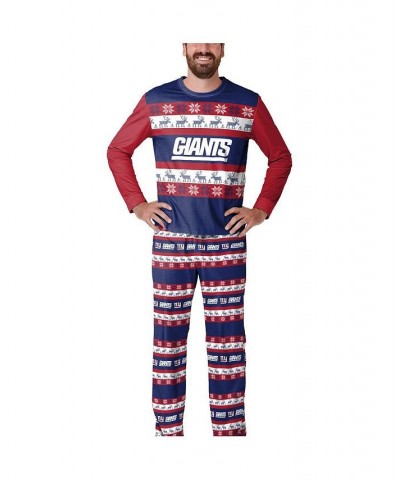 Men's Navy New York Giants Team Ugly Pajama Set $36.00 Pajama