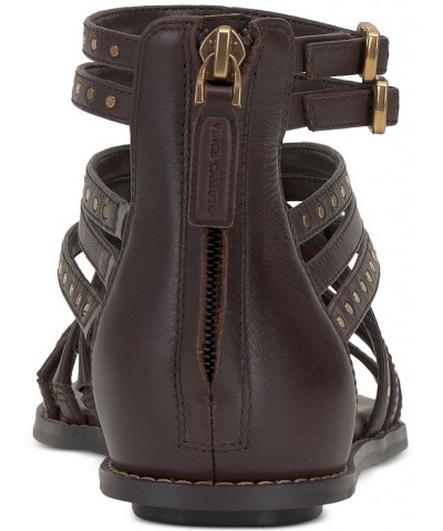 Dirrazo Studded Strappy Flat Sandals Brown $57.60 Shoes