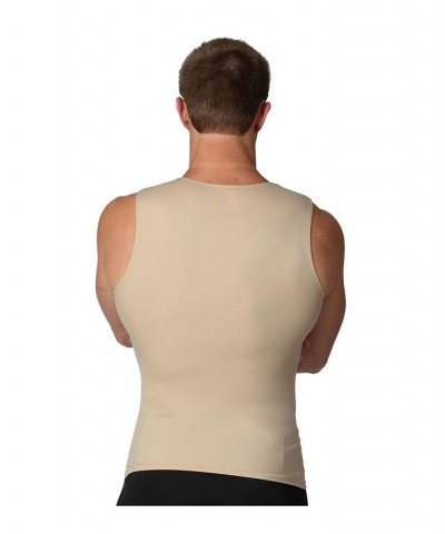 Insta Slim Men's Compression Sleeveless V-Neck T-Shirt Tan/Beige $36.69 Undershirt